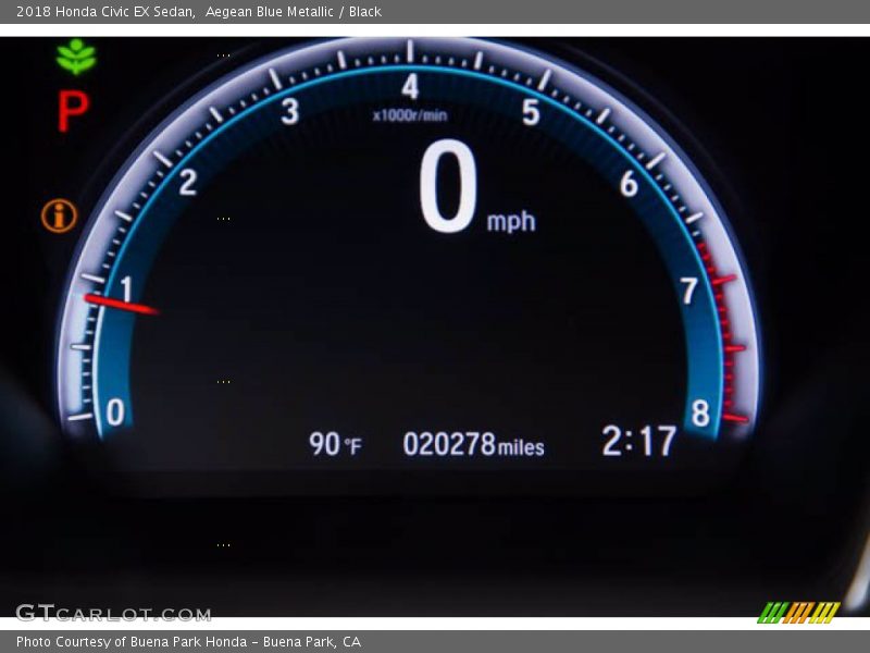Aegean Blue Metallic / Black 2018 Honda Civic EX Sedan