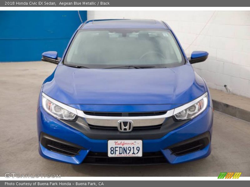 Aegean Blue Metallic / Black 2018 Honda Civic EX Sedan