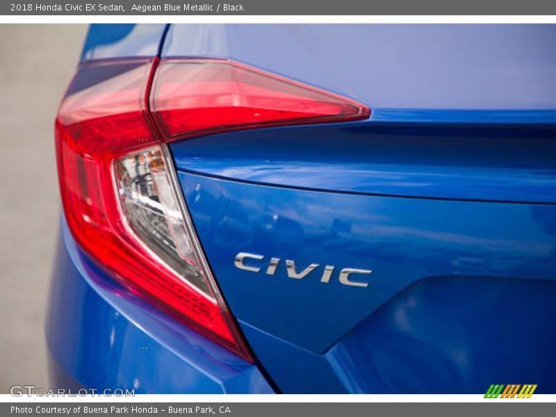 Aegean Blue Metallic / Black 2018 Honda Civic EX Sedan