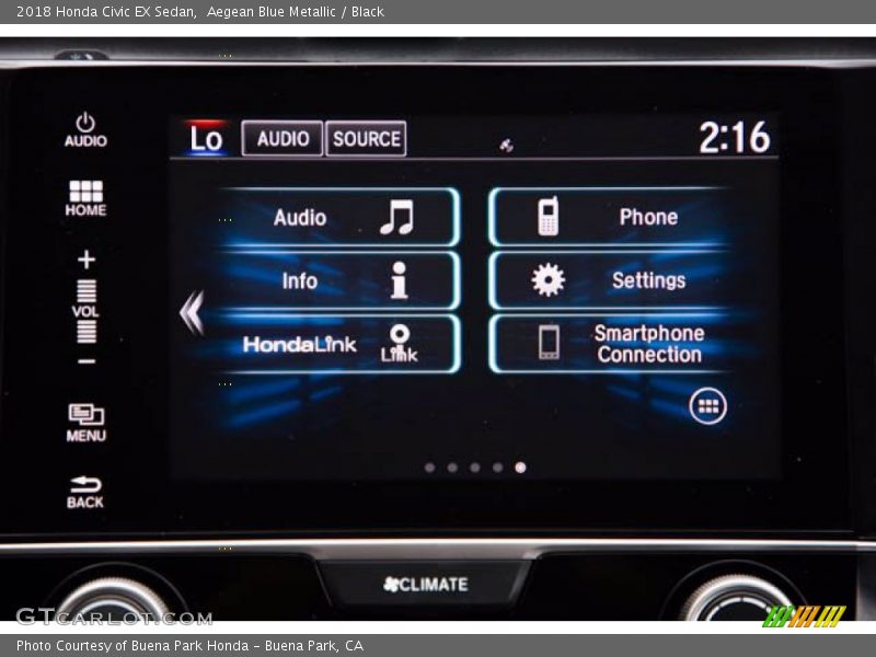 Aegean Blue Metallic / Black 2018 Honda Civic EX Sedan