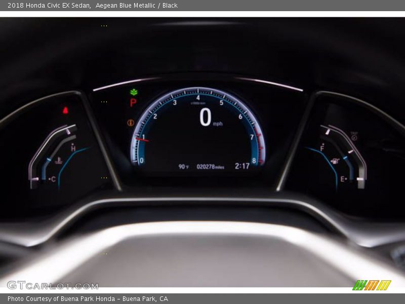Aegean Blue Metallic / Black 2018 Honda Civic EX Sedan