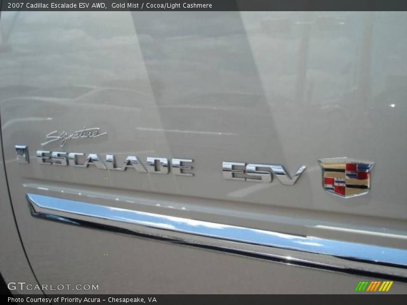 Gold Mist / Cocoa/Light Cashmere 2007 Cadillac Escalade ESV AWD