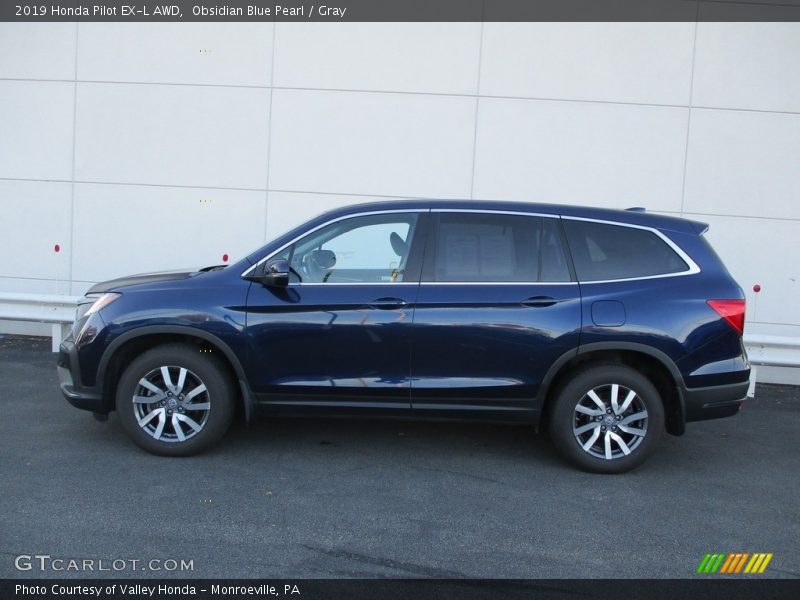 Obsidian Blue Pearl / Gray 2019 Honda Pilot EX-L AWD