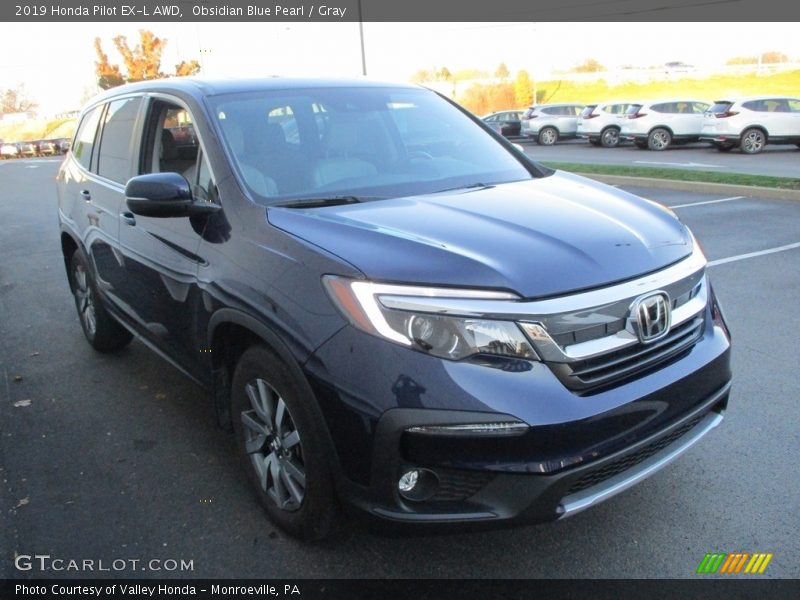 Obsidian Blue Pearl / Gray 2019 Honda Pilot EX-L AWD