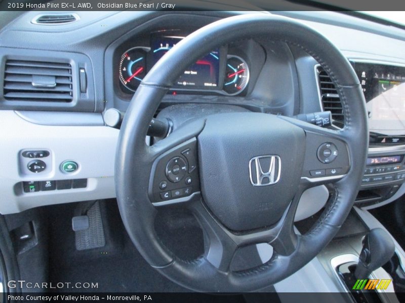 Obsidian Blue Pearl / Gray 2019 Honda Pilot EX-L AWD