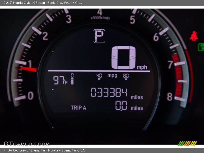 Sonic Gray Pearl / Gray 2017 Honda Civic LX Sedan