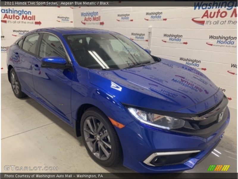 Aegean Blue Metallic / Black 2021 Honda Civic Sport Sedan