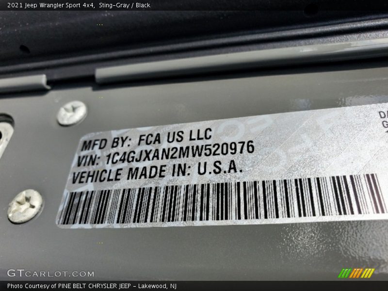 Sting-Gray / Black 2021 Jeep Wrangler Sport 4x4