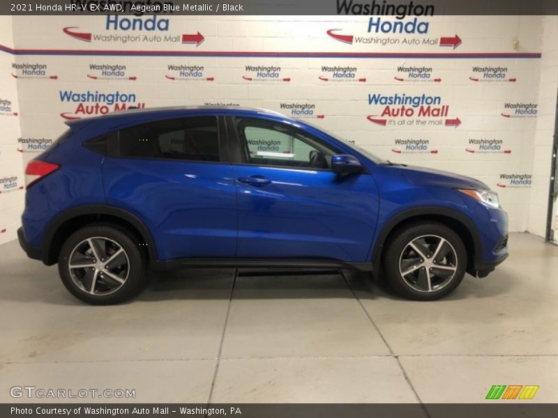 Aegean Blue Metallic / Black 2021 Honda HR-V EX AWD