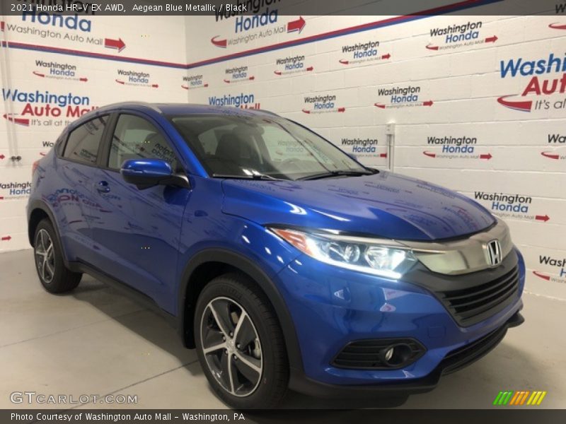 Aegean Blue Metallic / Black 2021 Honda HR-V EX AWD