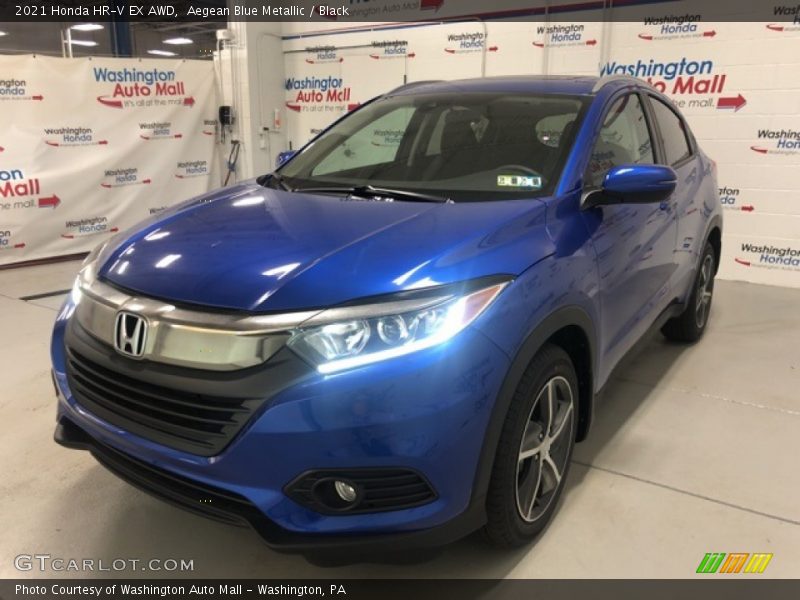 Aegean Blue Metallic / Black 2021 Honda HR-V EX AWD