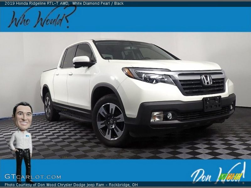 White Diamond Pearl / Black 2019 Honda Ridgeline RTL-T AWD