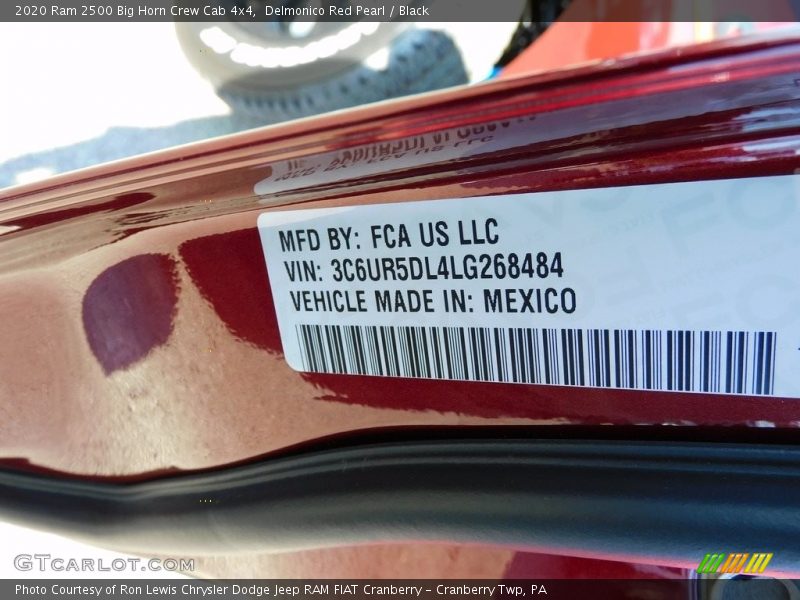 Delmonico Red Pearl / Black 2020 Ram 2500 Big Horn Crew Cab 4x4