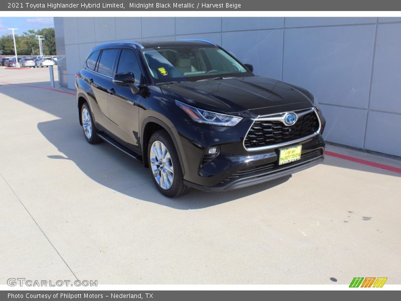 Midnight Black Metallic / Harvest Beige 2021 Toyota Highlander Hybrid Limited