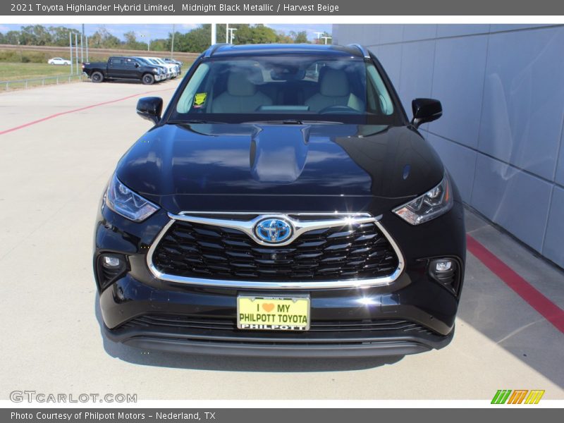 Midnight Black Metallic / Harvest Beige 2021 Toyota Highlander Hybrid Limited