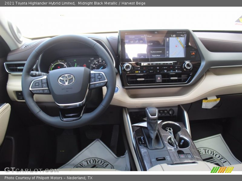 Midnight Black Metallic / Harvest Beige 2021 Toyota Highlander Hybrid Limited