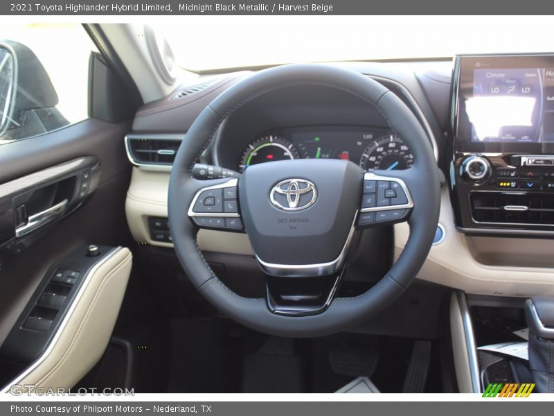 Midnight Black Metallic / Harvest Beige 2021 Toyota Highlander Hybrid Limited
