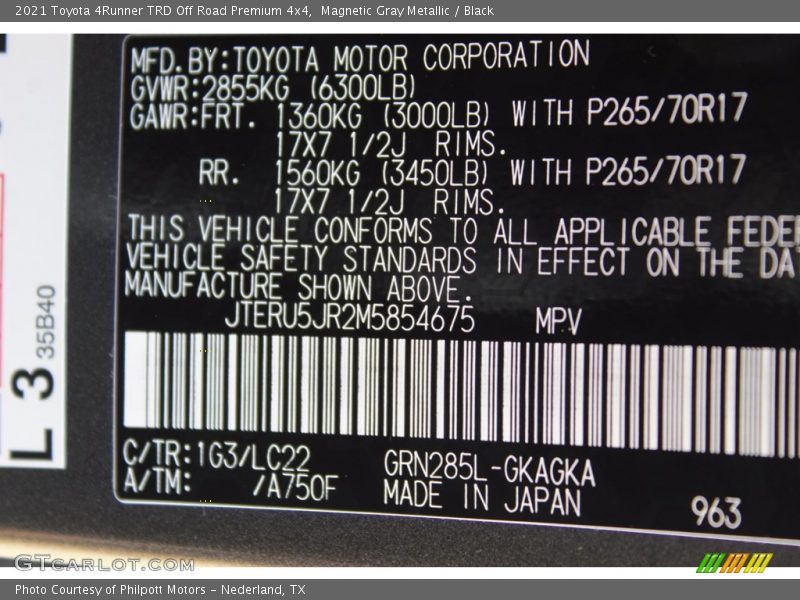 Magnetic Gray Metallic / Black 2021 Toyota 4Runner TRD Off Road Premium 4x4