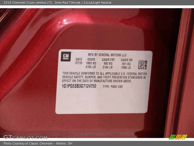 Siren Red Tintcoat / Cocoa/Light Neutral 2016 Chevrolet Cruze Limited LTZ