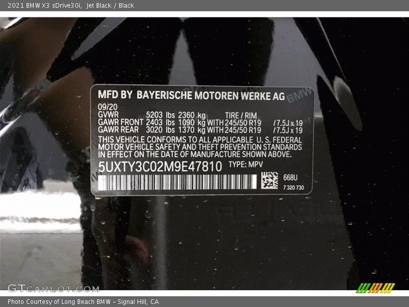 Jet Black / Black 2021 BMW X3 sDrive30i