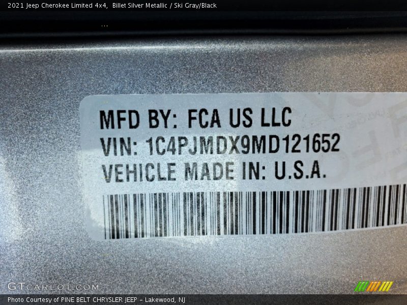 Billet Silver Metallic / Ski Gray/Black 2021 Jeep Cherokee Limited 4x4