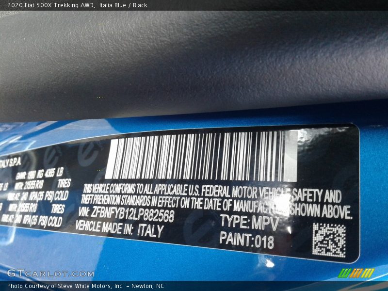 2020 500X Trekking AWD Italia Blue Color Code 018
