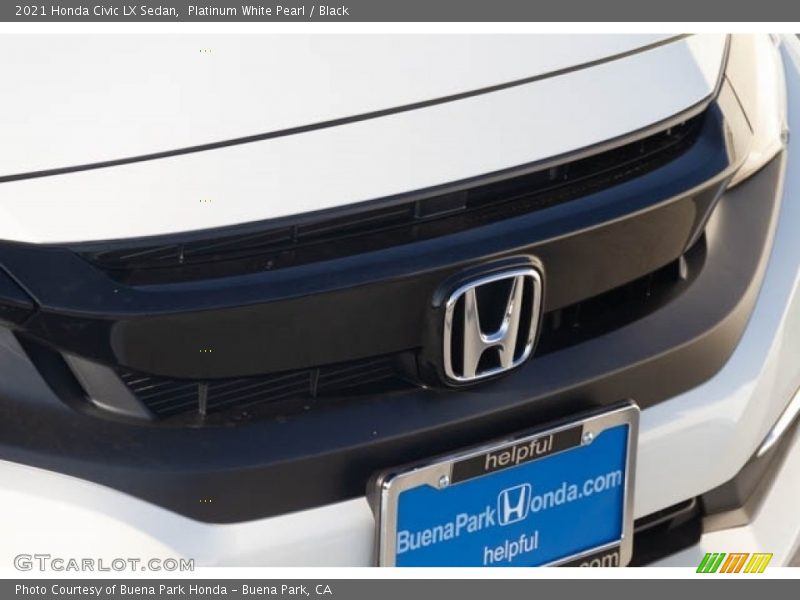Platinum White Pearl / Black 2021 Honda Civic LX Sedan