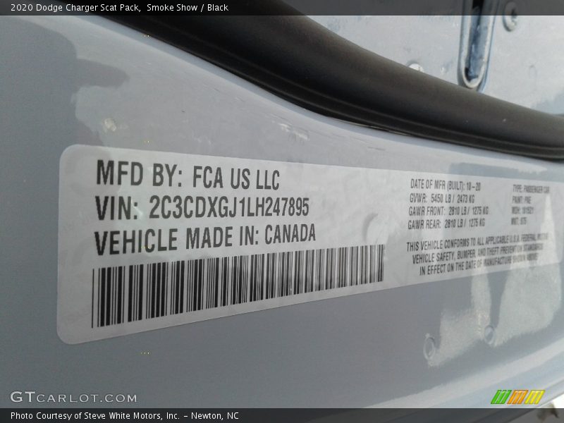 Smoke Show / Black 2020 Dodge Charger Scat Pack