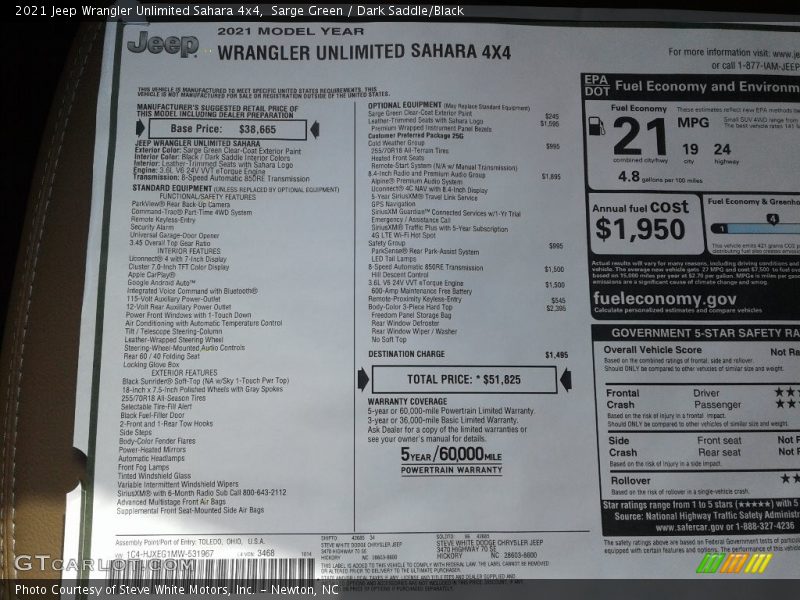 Sarge Green / Dark Saddle/Black 2021 Jeep Wrangler Unlimited Sahara 4x4