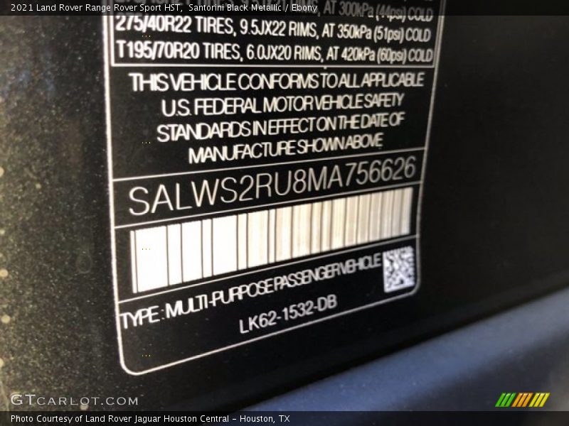 Santorini Black Metallic / Ebony 2021 Land Rover Range Rover Sport HST