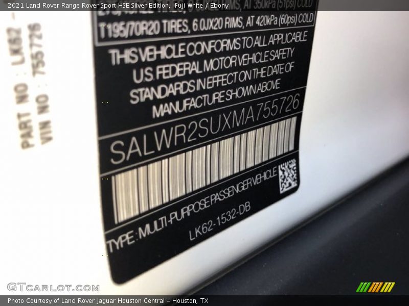 Fuji White / Ebony 2021 Land Rover Range Rover Sport HSE Silver Edition