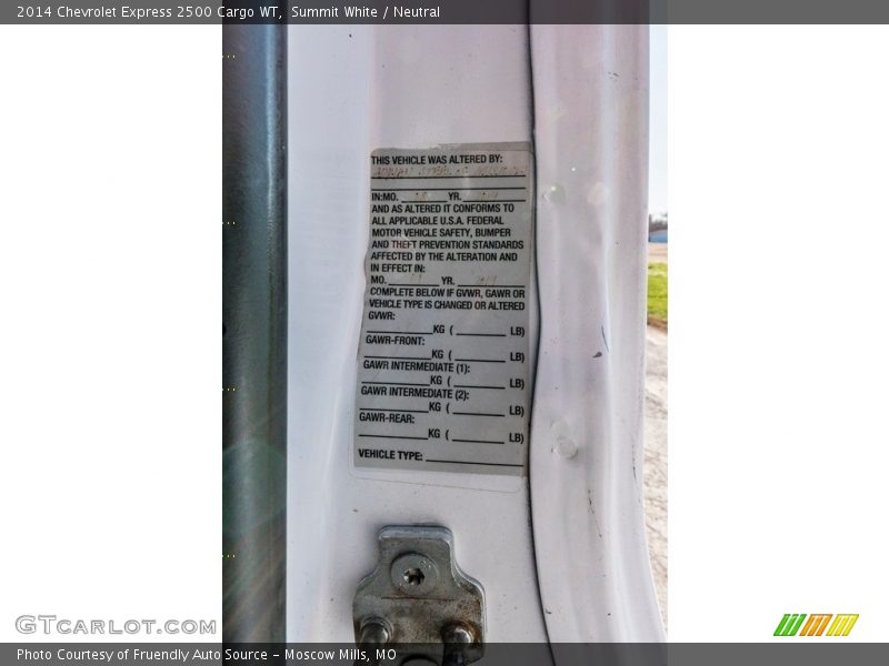 Summit White / Neutral 2014 Chevrolet Express 2500 Cargo WT