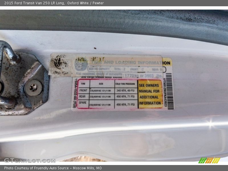 Oxford White / Pewter 2015 Ford Transit Van 250 LR Long