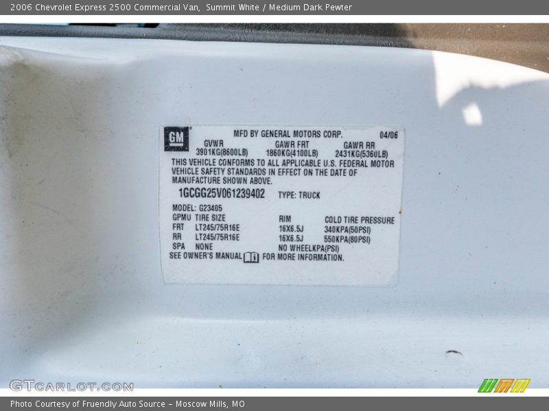 Summit White / Medium Dark Pewter 2006 Chevrolet Express 2500 Commercial Van