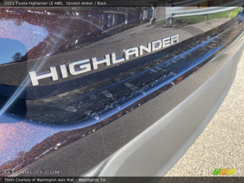 Opulent Amber / Black 2021 Toyota Highlander LE AWD