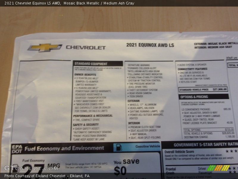 Mosaic Black Metallic / Medium Ash Gray 2021 Chevrolet Equinox LS AWD