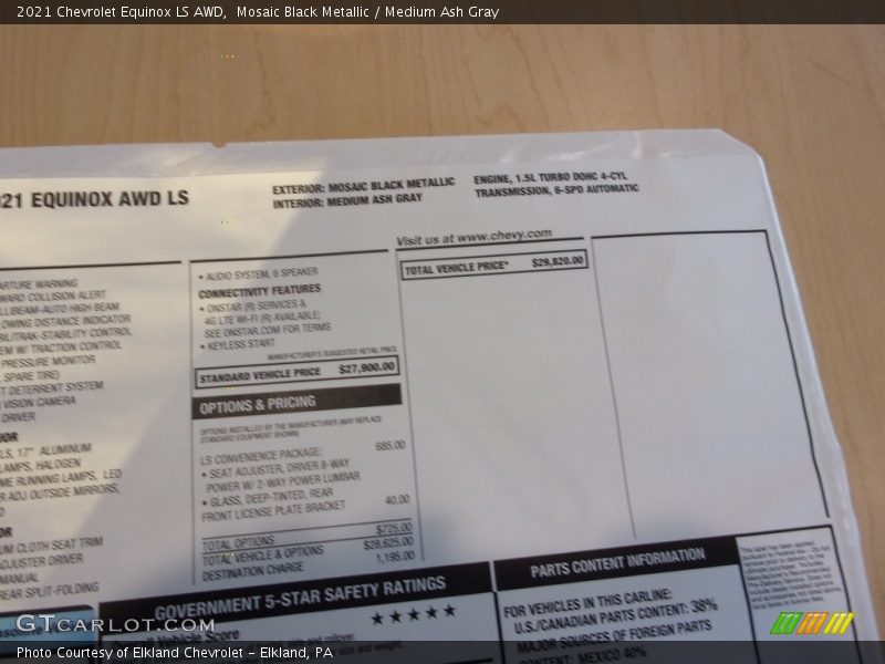 Mosaic Black Metallic / Medium Ash Gray 2021 Chevrolet Equinox LS AWD