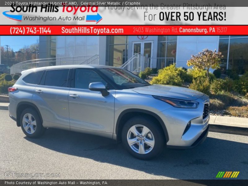 Celestial Silver Metallic / Graphite 2021 Toyota Highlander Hybrid LE AWD