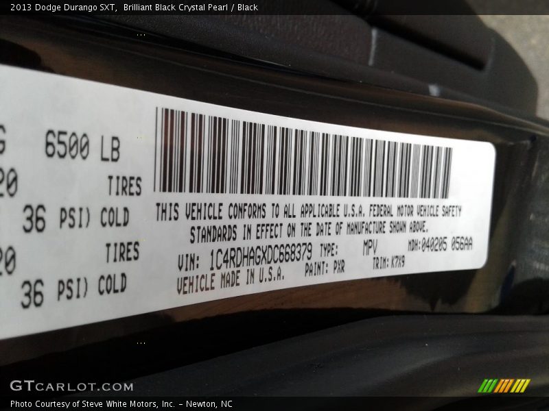Brilliant Black Crystal Pearl / Black 2013 Dodge Durango SXT