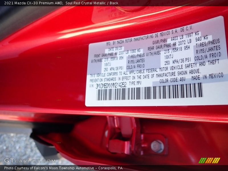 2021 CX-30 Premium AWD Soul Red Crystal Metallic Color Code 46V