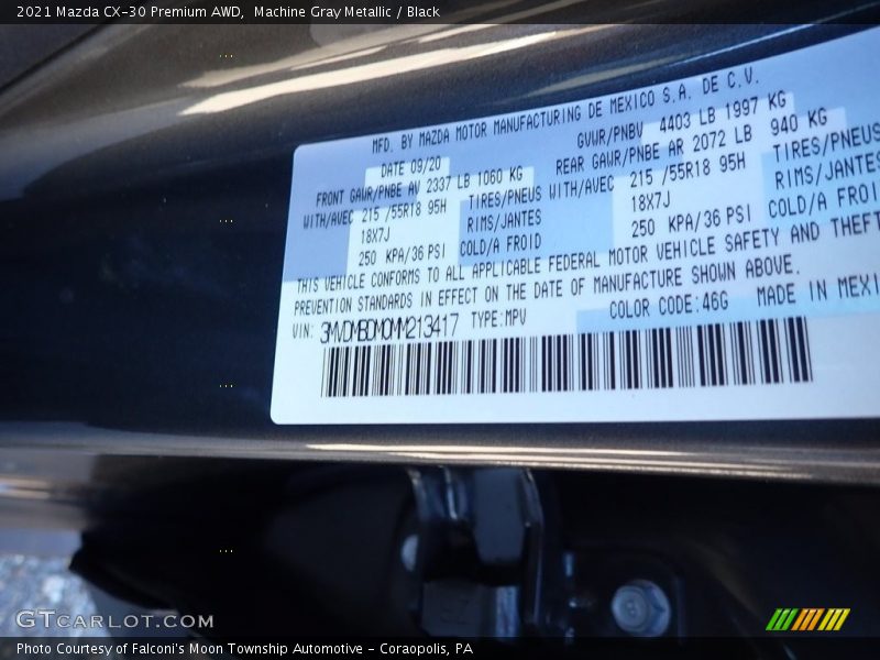 Machine Gray Metallic / Black 2021 Mazda CX-30 Premium AWD