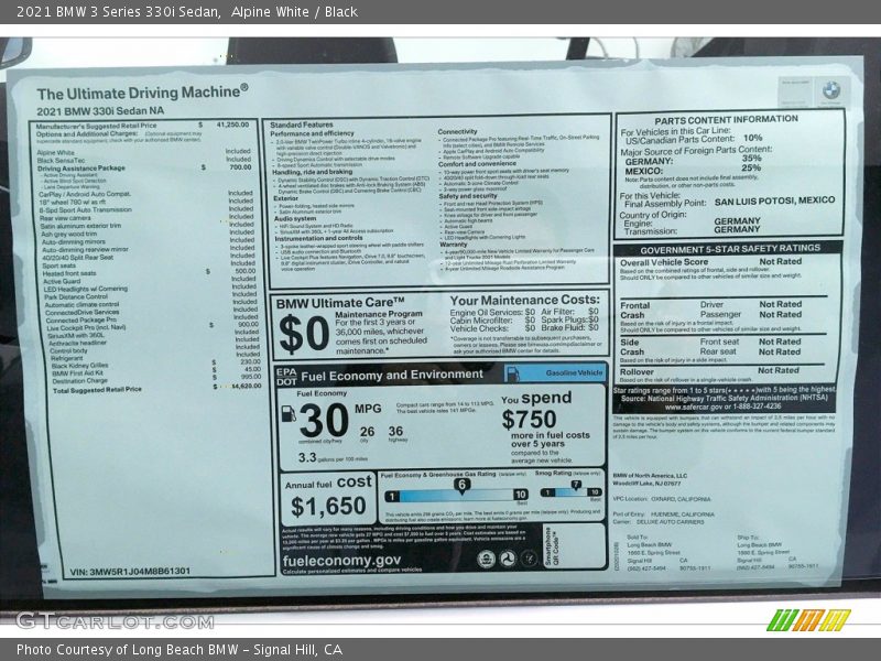 Alpine White / Black 2021 BMW 3 Series 330i Sedan