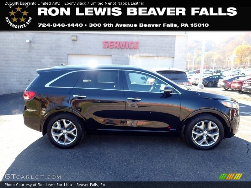 Ebony Black / Limited Merlot Nappa Leather 2016 Kia Sorento Limited AWD