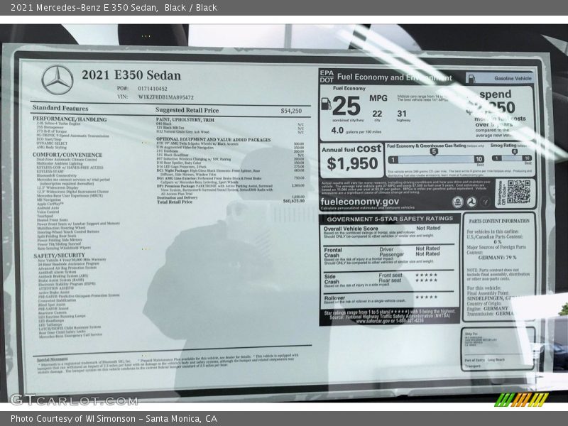 Black / Black 2021 Mercedes-Benz E 350 Sedan