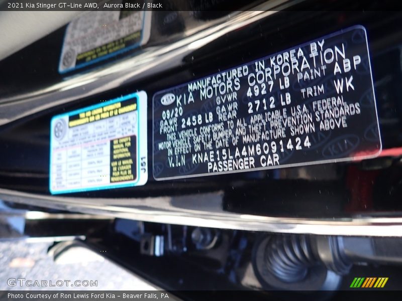 Aurora Black / Black 2021 Kia Stinger GT-Line AWD