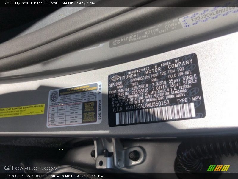 Stellar Silver / Gray 2021 Hyundai Tucson SEL AWD