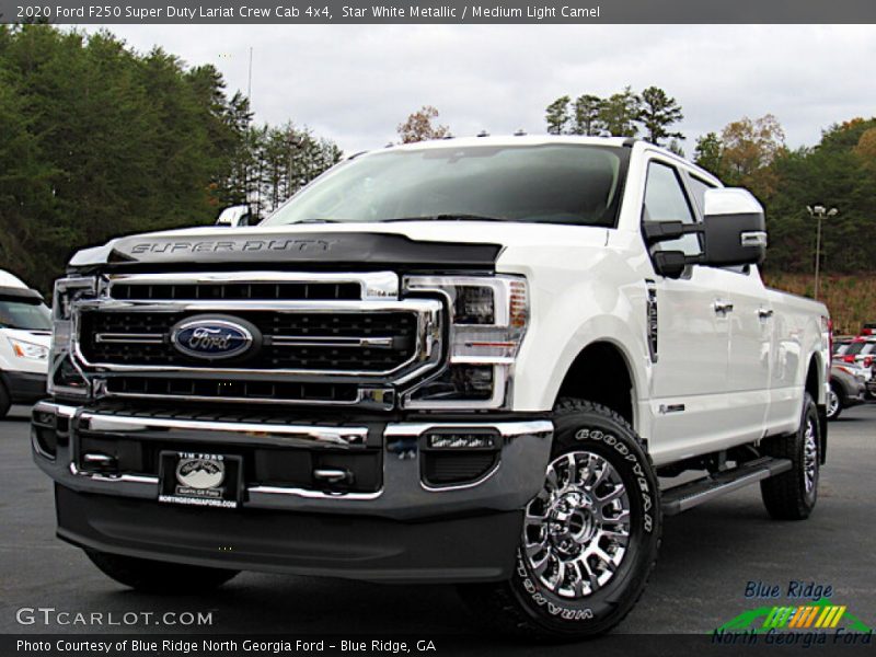 Star White Metallic / Medium Light Camel 2020 Ford F250 Super Duty Lariat Crew Cab 4x4