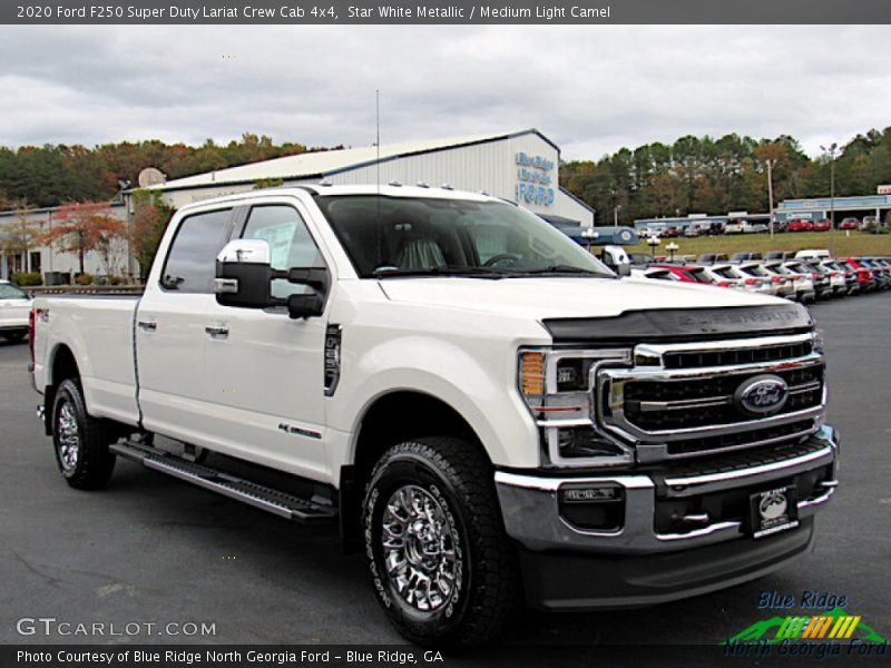 Star White Metallic / Medium Light Camel 2020 Ford F250 Super Duty Lariat Crew Cab 4x4