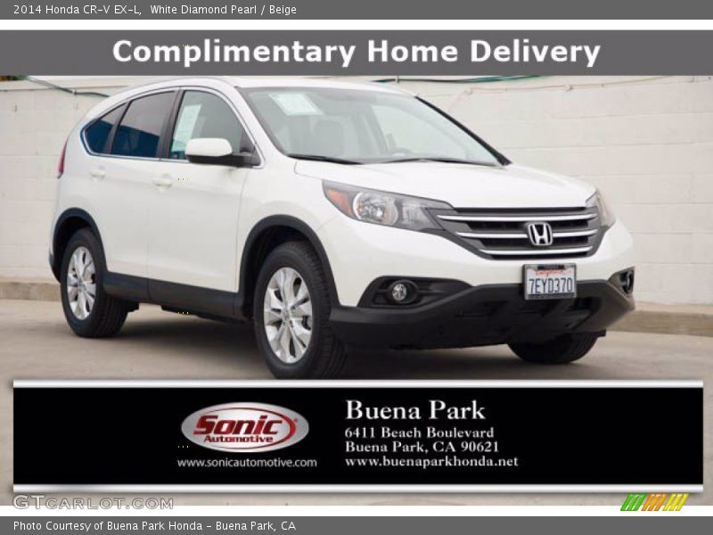 White Diamond Pearl / Beige 2014 Honda CR-V EX-L