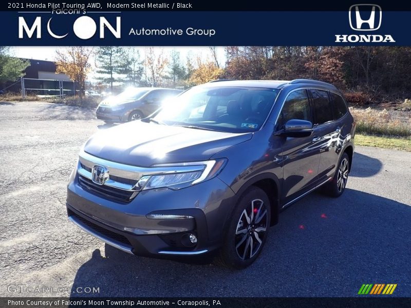 Modern Steel Metallic / Black 2021 Honda Pilot Touring AWD